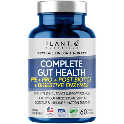 4-in-1 Prebiotic Probiotic & Postbiotic for Women & Men, Complete Gut & Digestive Support Supplement, Pre Post Probiotics & Digestive Enzymes 60 Capsules - Maple Wellness Supplements
