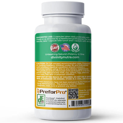 4-in-1 Prebiotic Probiotic & Postbiotic for Women & Men, Complete Gut & Digestive Support Supplement, Pre Post Probiotics & Digestive Enzymes 60 Capsules,Made in USA - Maple Wellness Supplements