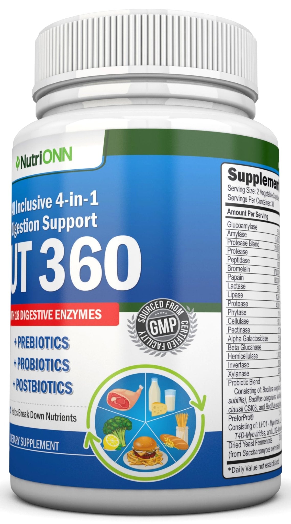 4-in-1 Probiotics, Prebiotics & Postbiotics with 18 Digestive Enzymes for Women & Men - Complete Gut & Digestive Support Supplement - Maple Wellness Supplements