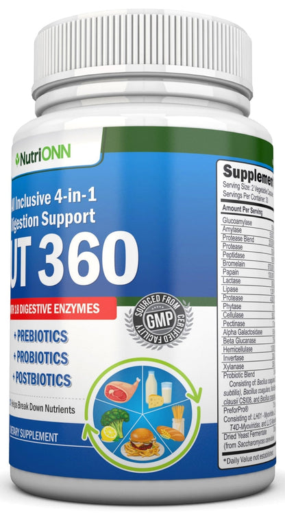4-in-1 Probiotics, Prebiotics & Postbiotics with 18 Digestive Enzymes for Women & Men - Complete Gut & Digestive Support Supplement - Maple Wellness Supplements