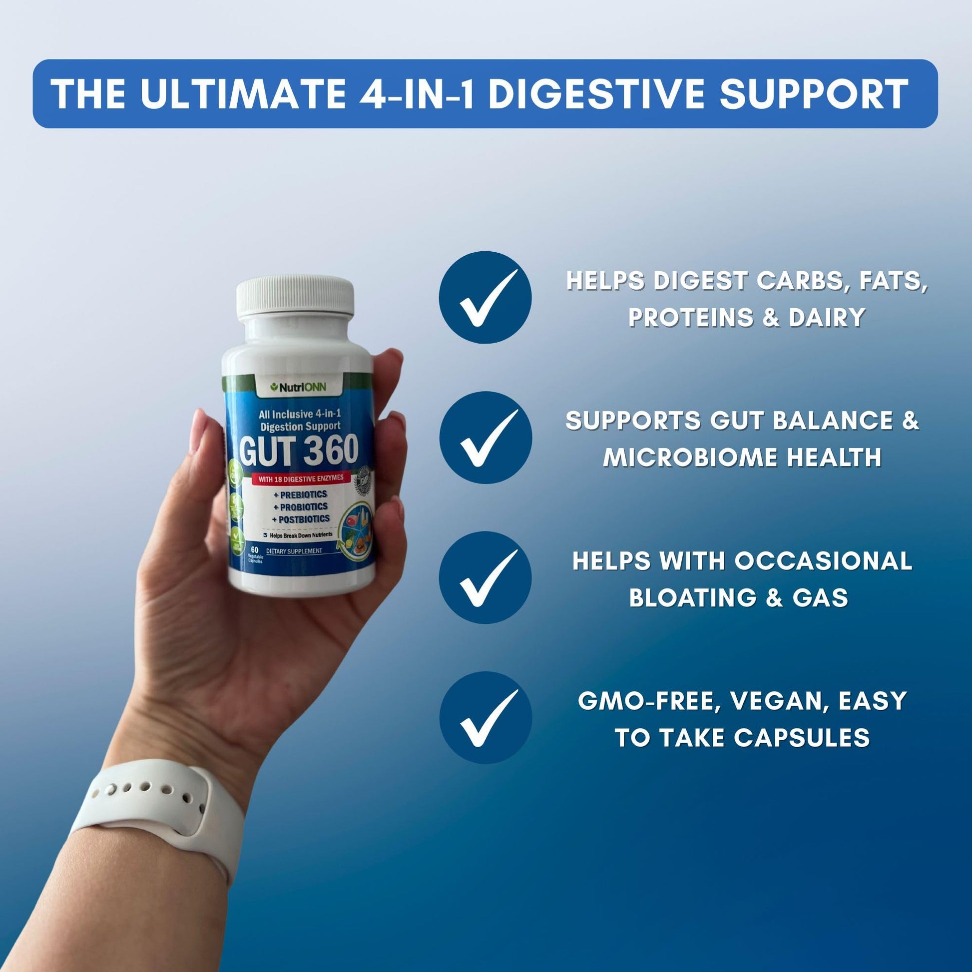 4-in-1 Probiotics, Prebiotics & Postbiotics with 18 Digestive Enzymes for Women & Men - Complete Gut & Digestive Support Supplement - Maple Wellness Supplements