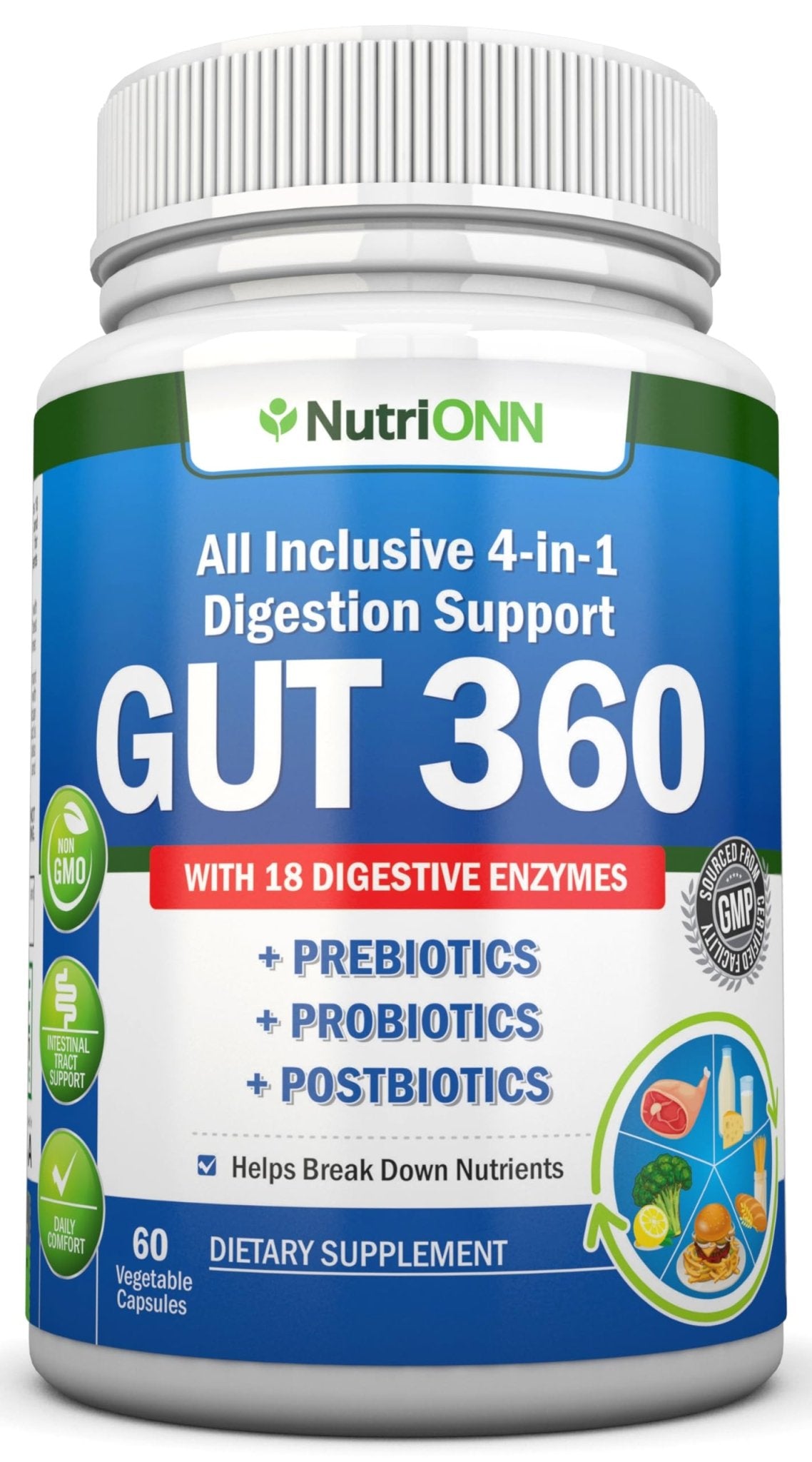4-in-1 Probiotics, Prebiotics & Postbiotics with 18 Digestive Enzymes for Women & Men - Complete Gut & Digestive Support Supplement - Maple Wellness Supplements