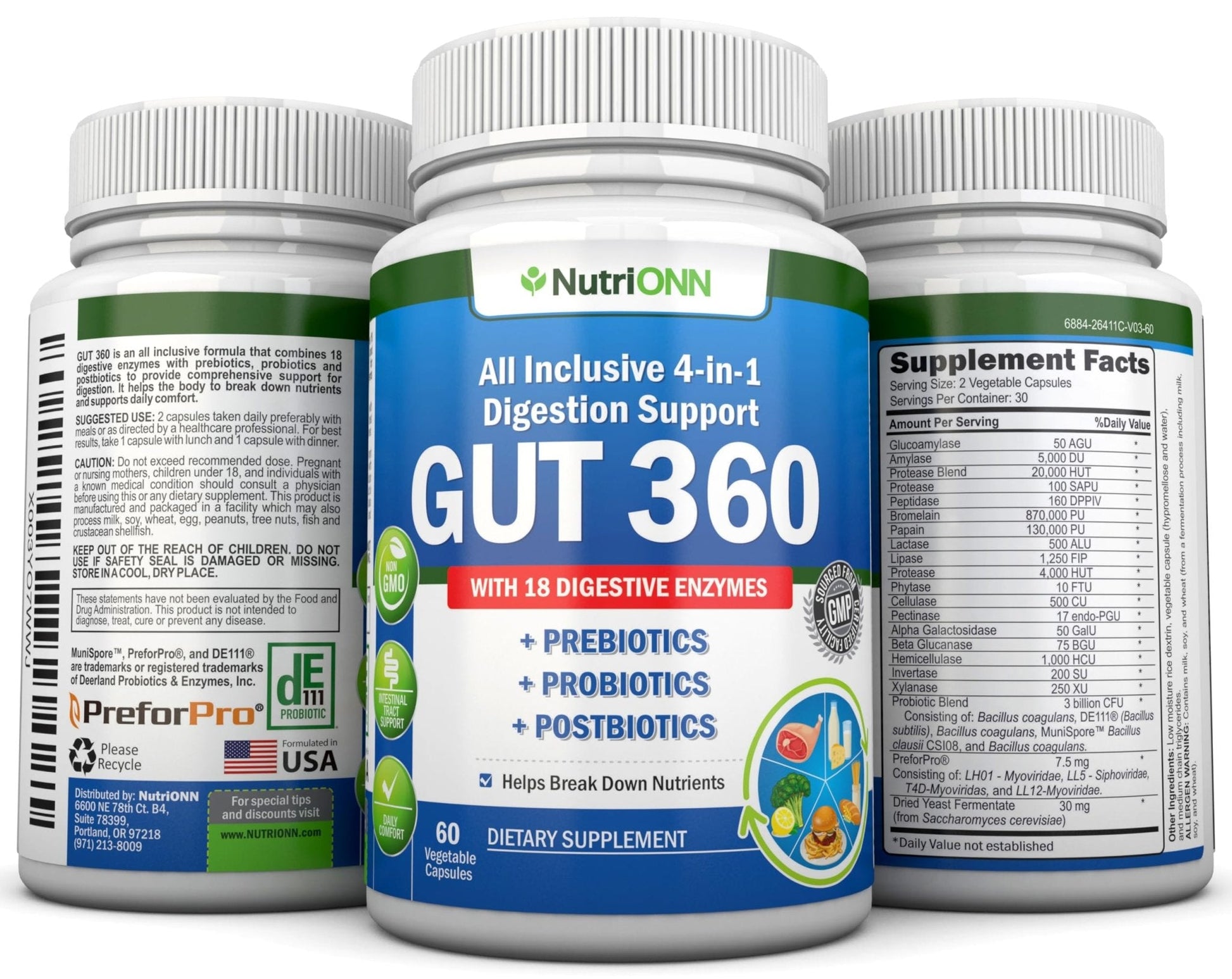 4-in-1 Probiotics, Prebiotics & Postbiotics with 18 Digestive Enzymes for Women & Men - Complete Gut & Digestive Support Supplement - Maple Wellness Supplements