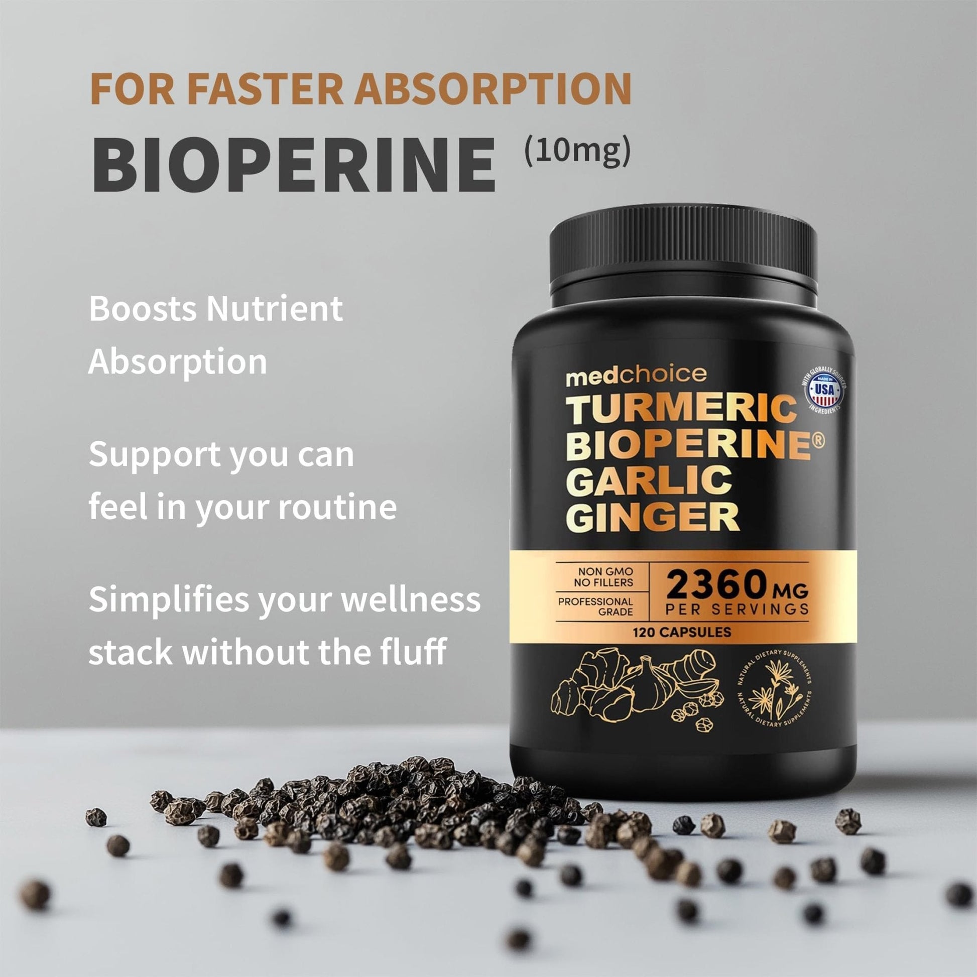 4-in-1 Turmeric Joint Support Supplements with Garlic and BioPerine - 2360 mg High Potency Herbal Blend for Mobility, Everyday Flexibility, Digestive Comfort - Maple Wellness Supplements