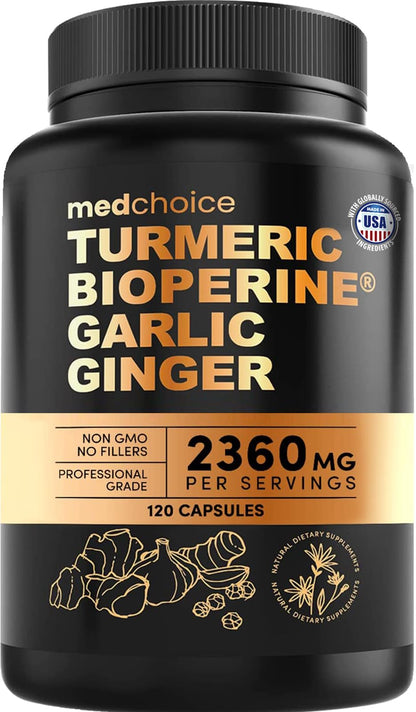4-in-1 Turmeric Joint Support Supplements with Garlic and BioPerine - 2360 mg High Potency Herbal Blend for Mobility, Everyday Flexibility, Digestive Comfort - Maple Wellness Supplements