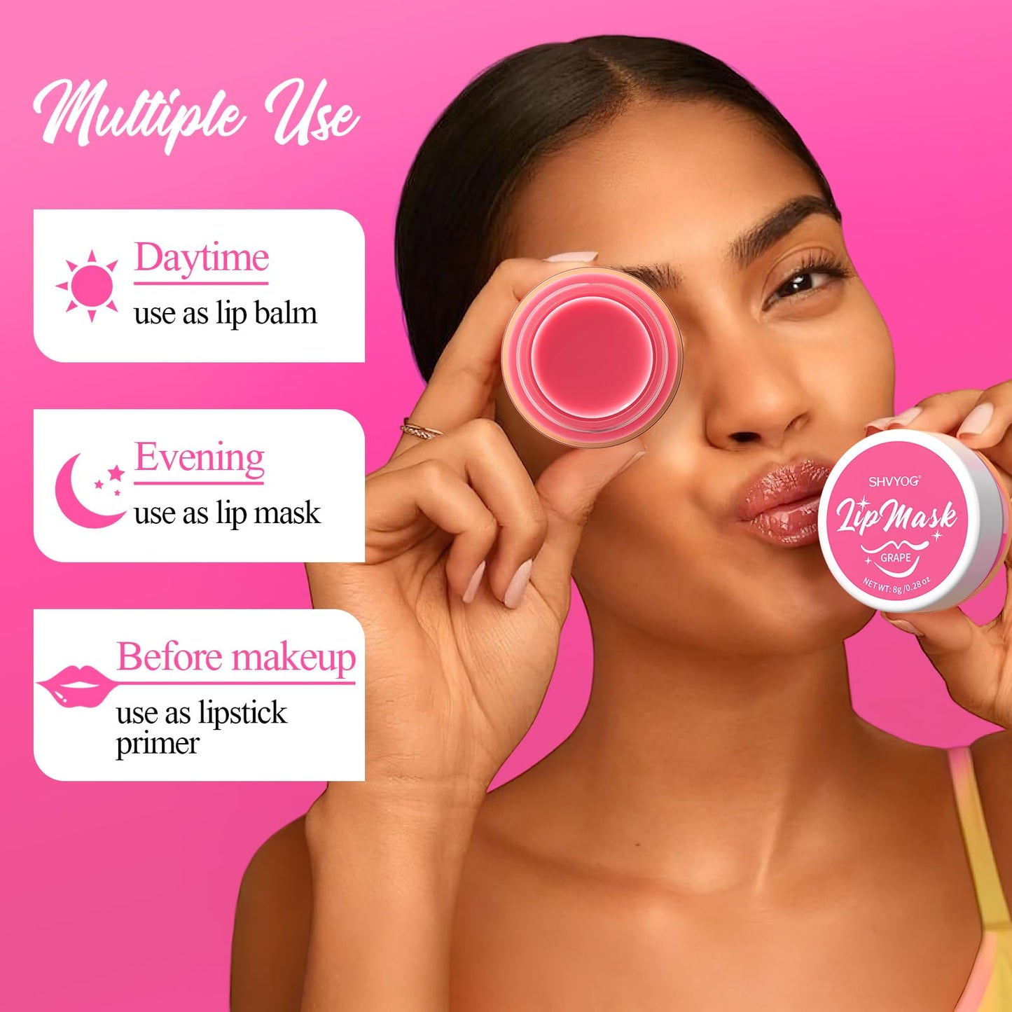 4 Pack Lip Mask Set, Hydrating Lip Mask Overnight - Berry, Grape, Mint, Vanilla Flavors, Lip Sleeping Mask Nourish Lip Balm with Vitamin C & Shea Butter | Dry Lips Care Gift - Maple Wellness Supplements