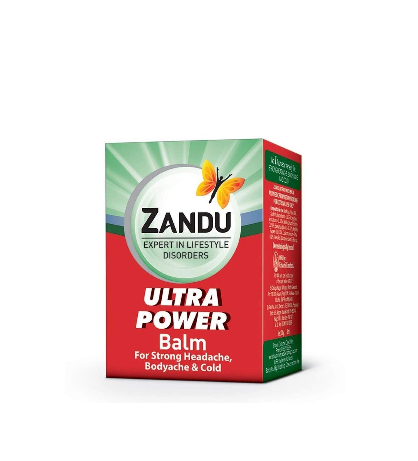 4 x Zandu Balm Ultra Power Balm Multipurpose Solution for Strong Headache Body Ache and Cold 8ml - Maple Wellness Supplements