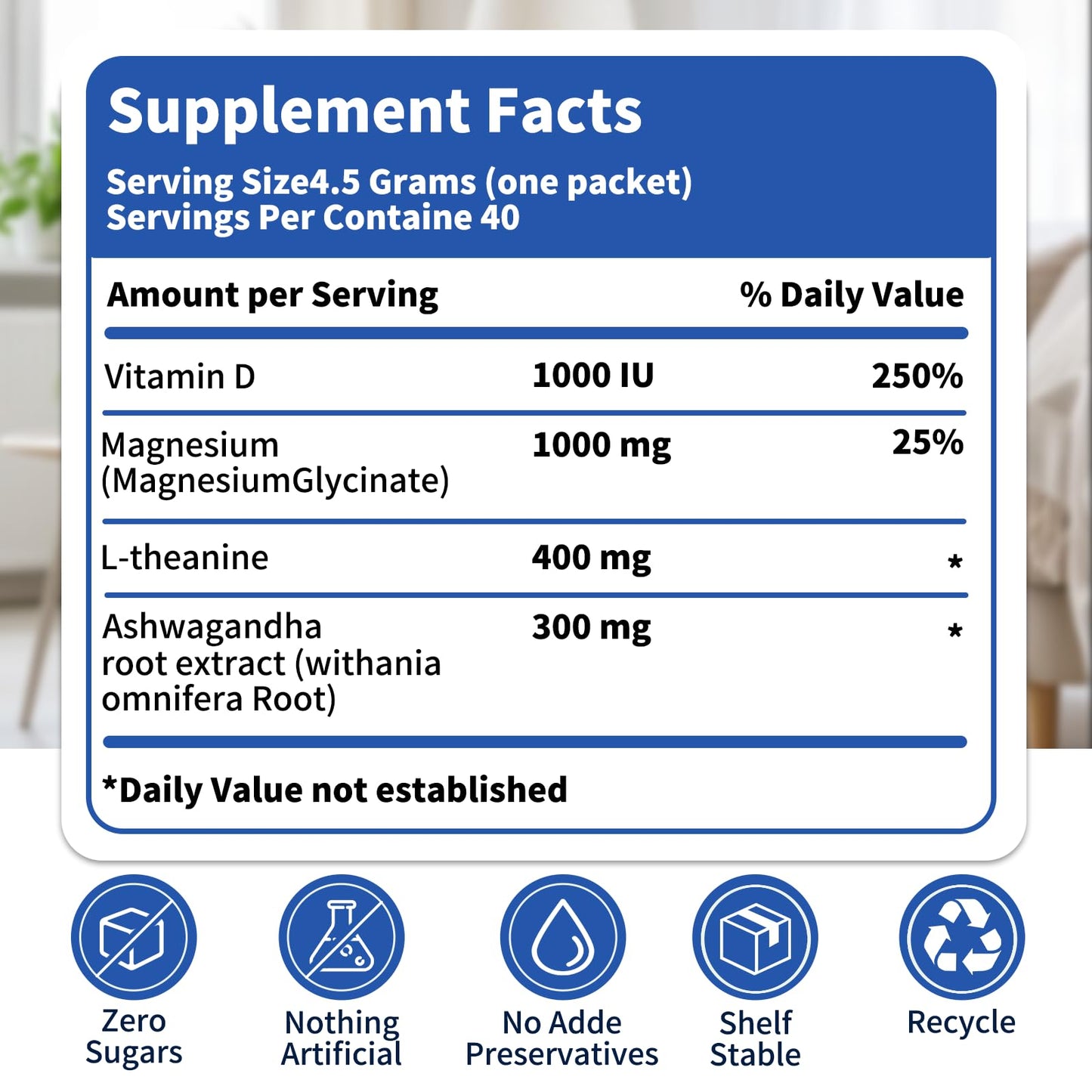 40 Count Super Cortisol Calm Drink with Magnesium Glycinate, Ashwagandha, L-Theanine & Vitamin D3 |Magnesium glycinate Powder for Relaxation, Focus & Sleep Support | Raspberry Lemonade | No Sugar - Maple Wellness Supplements