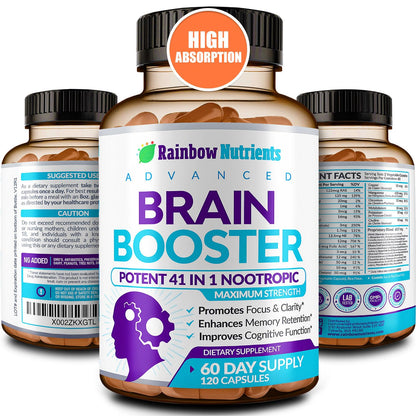 40-in-1 Brain Booster Supplements for Memory, Focus, Clarity, Energy, Performance - Maple Wellness Supplements