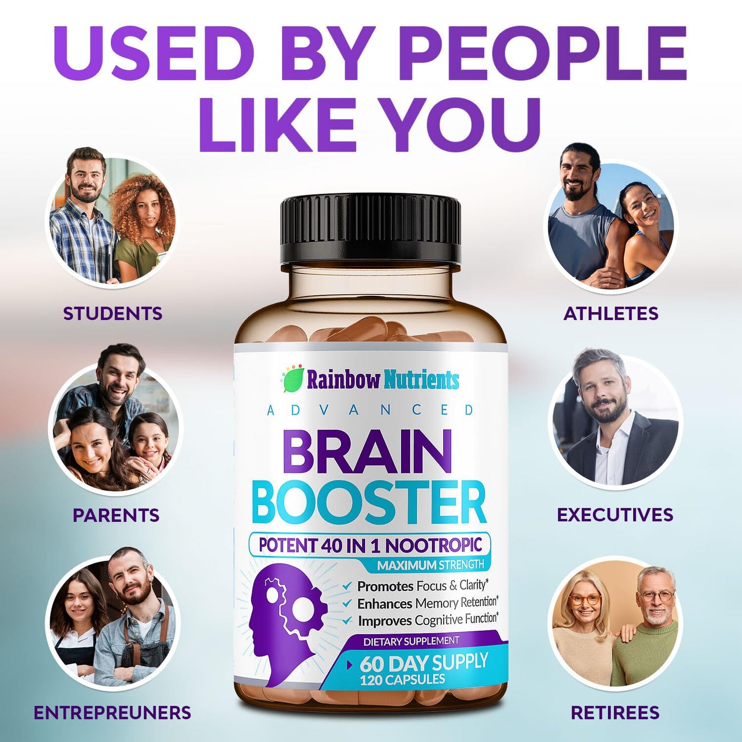 40-in-1 Brain Booster Supplements for Memory, Focus, Clarity, Energy, Performance - Maple Wellness Supplements
