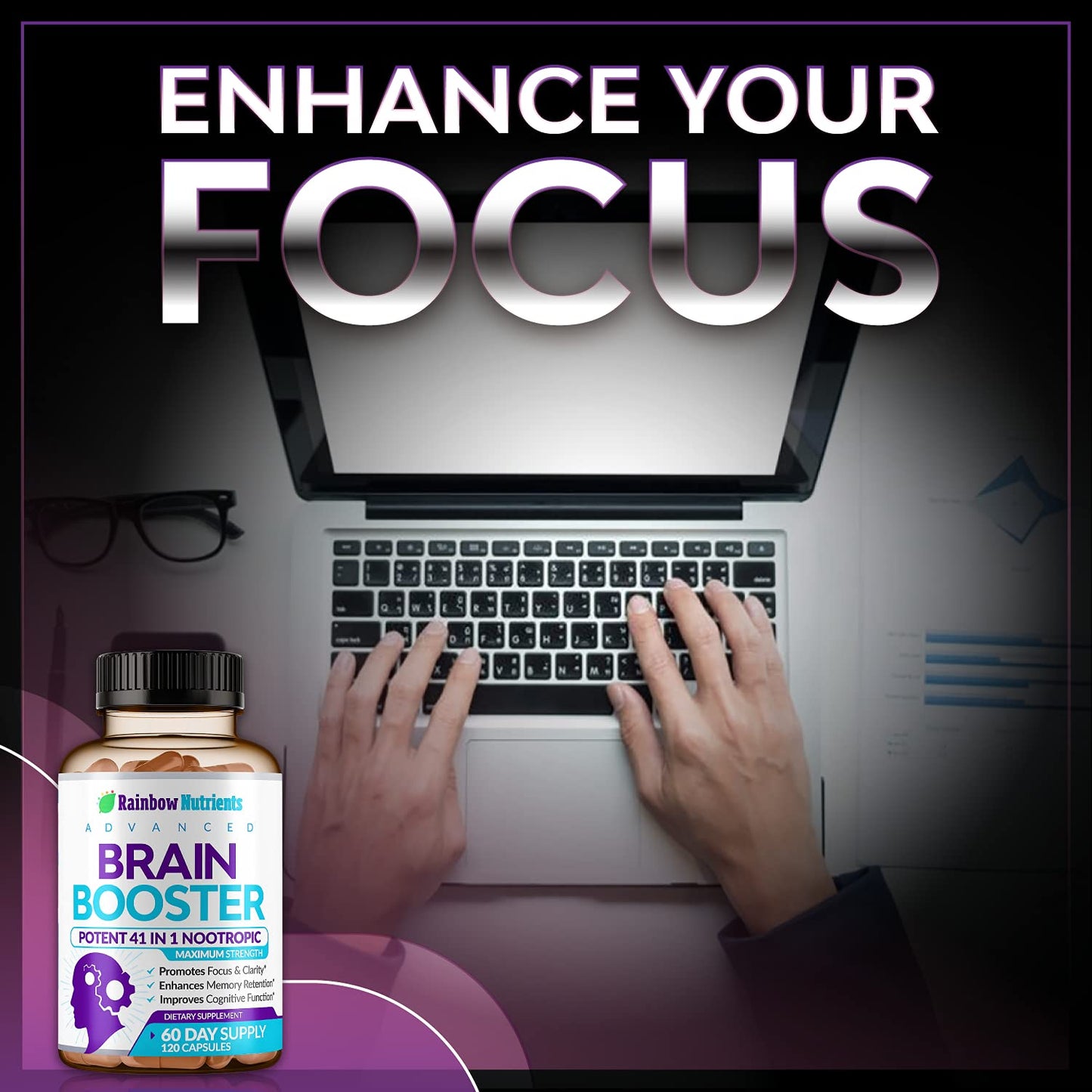 40-in-1 Brain Booster Supplements for Memory, Focus, Clarity, Energy, Performance - Maple Wellness Supplements