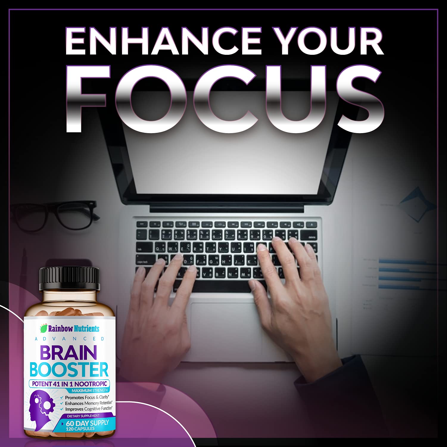 40-in-1 Brain Booster Supplements for Memory, Focus, Clarity, Energy, Performance - Maple Wellness Supplements