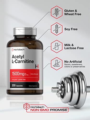 Acetyl L-Carnitine 1500mg | 200 Capsules | Extra Strength ALCAR Supplement | Non-GMO HorbäachBuy Supplements Australia
