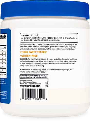 Nutricost Premium MCT Oil Powder .5LBS - Best For Keto, Ketosis, and Ketogenic Diets NutricostBuy Supplements Australia