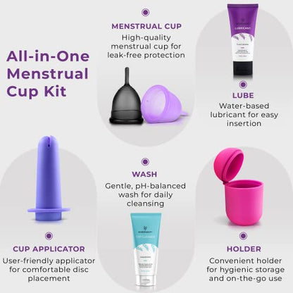Ecoblossom Complete Menstrual Cup Kit - Small & Large Reusable Period Cups, Silicone Sterilizer EcoBlossomBuy Supplements Australia