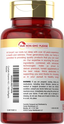 Carlyle Vitamin K2 Supplement 100mcg | K2 MK7 | 150 Softgels | Non-GMO CarlyleBuy Supplements Australia