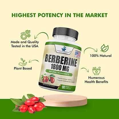 Berberine 1800mg Per Serving, Berberine Supplement, Berberine HCL, Berberine Pills American Standard SupplementsBuy Supplements Australia