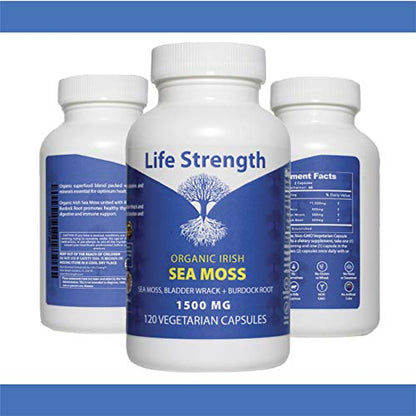Life Strength Organic Sea Moss 120 CT Wildcrafted Irish Sea Moss and Bladderwrack Burdock Life StrengthBuy Supplements Australia