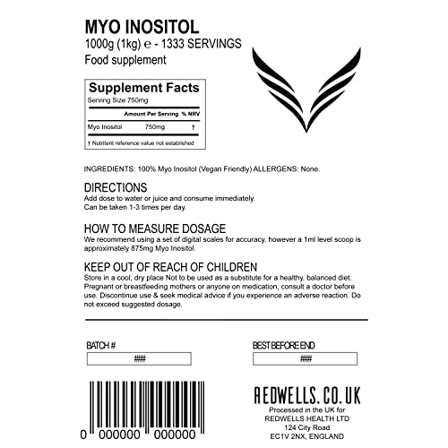 Myo Inositol Powder REDWELLS PCOS & Fertility GMO Free Vegan - 1kg Pack REDWELLSBuy Supplements Australia