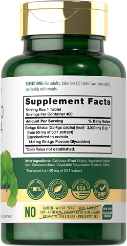 Carlyle Ginkgo Biloba 3000mg | 400 Tablets | Non-GMO, Gluten Free CarlyleBuy Supplements Australia
