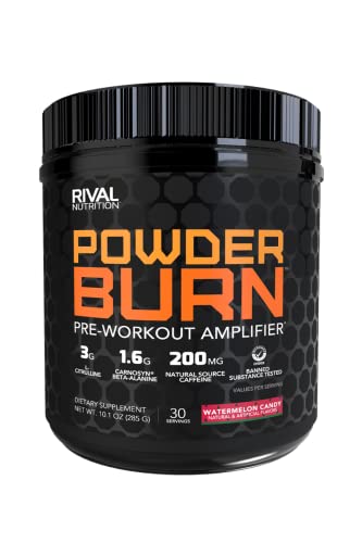 Rivalus Powder Burn - Watermelon Candy, 0.8 Pound - Intense Pre-Workout Energy