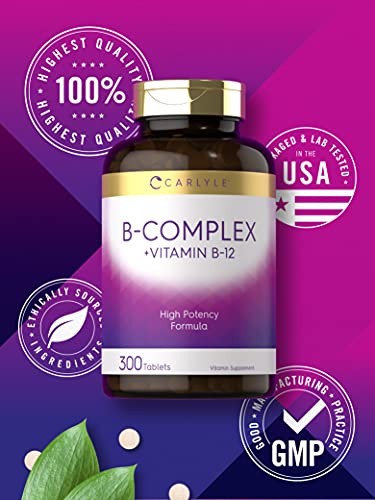 Carlyle B Complex Vitamin with B12 | 300 Tablets | High Potency Formula | Vegetarian CarlyleBuy Supplements Australia