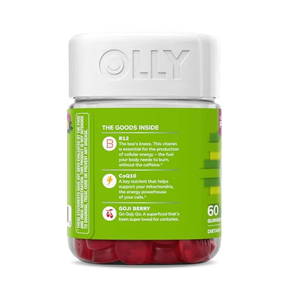 OLLY Daily Energy Gummy, Caffeine Free, Vitamin B12, CoQ10, Goji Berry, Adult Chewable Supplement, Tropical Flavor - 60 Count OLLYBuy Supplements Australia