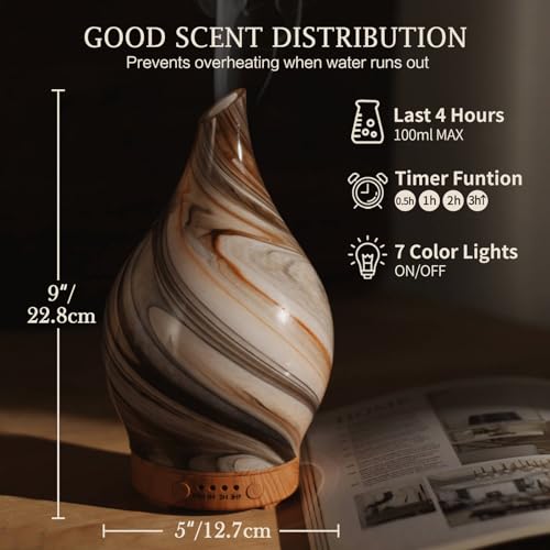 Porseme 100ml Glass Essential Oil Diffuser Aromatherapy Ultrasonic Cool Mist Humidifier 4 Running Hours PorsemeBuy Supplements Australia