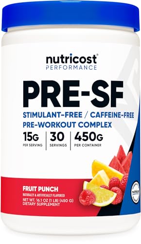 Nutricost Stim-Free Pre-Workout Powder Fruit Punch 30 Servings - Gluten Free, Non-GMO