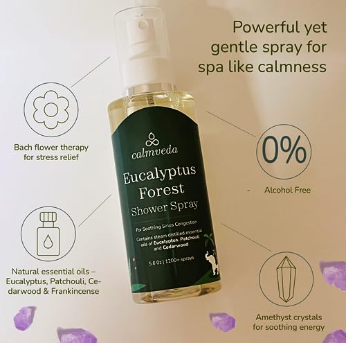 Eucalyptus Shower Spray Spa Feel - Escape to Serene Eucalyptus Forest (1200+ Sprays) CalmvedaBuy Supplements Australia