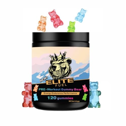 Pre Workout Gummies Elite Fuel - Endless Energy, Instant Strength Gain, Intense Pump, Enhanced Energy Output and Improved Athletic Performance, Endurance Performance