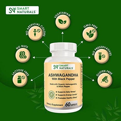 Smart Naturals Organic Ashwagandha with Black Pepper Herbal Supplements, Relieves Smart NaturalsBuy Supplements Australia