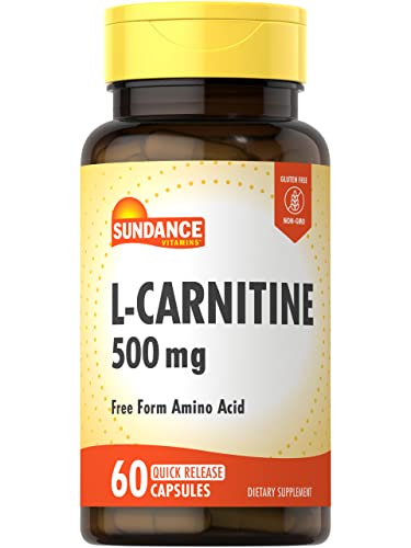 L-Carnitine 500mg | 60 Capsules | Free Form Amino Acid | Non-GMO and Gluten Free 