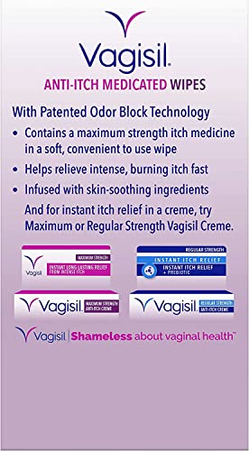Vagisil Anti-Itch Medicated Wipes, Maximum Strength 12 ea (Pack of 9) VagisilBuy Supplements Australia