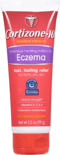 Cortizone-10 Maximum Strength Intensive Healing Itch Relief Lotion for Eczema, 1% Hydrocortisone, Fast-Acting, Anti-Itch Cream for Minor Skin Irritations, Rashes and Inflammation Due to Eczema, 3.5 oz Cortizone 10Buy Supplements Australia