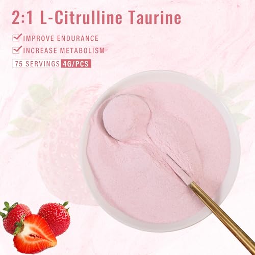 SEDDS Strawberry-Flavored L-Citrulline Taurine 2:1, L Citrulline Powder, Unflavored Vegan Taurine Powder, Pre-Workout Sports Nutrition for Men and Women,1 Pound of Powder Each Can