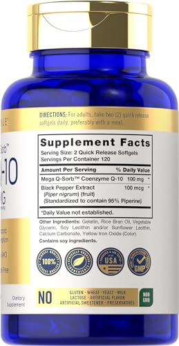Carlyle CoQ10 100mg | 240 Softgels | Mega Q-Sorb Coenzyme Q-10 | with Black Pepper CarlyleBuy Supplements Australia