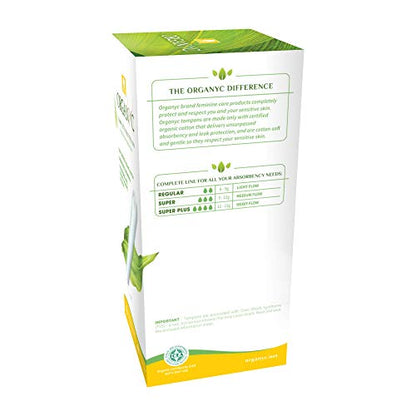 ORGANYC Hypoallergenic 100% Organic Cotton Internal Tampons with Applicator, REGULAR, 16-count OrganycBuy Supplements Australia