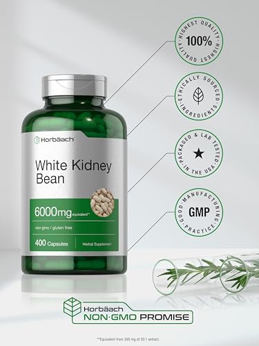White Kidney Bean Extract Capsules | 6000mg | 400 Count | Non-GMO & Gluten Free HorbäachBuy Supplements Australia