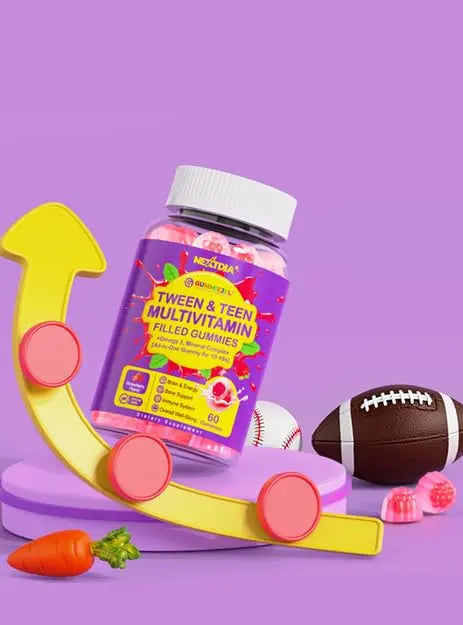 Nextdia Multivitamin Filled Gummies for Teen Boys Girls 12-17, 18, 19, Kids 10+ Multivitamin with Omega 3, Calcium + Magnesium + Zinc, Multi-Minerals NextdiaBuy Supplements Australia