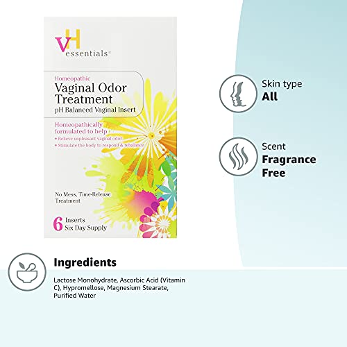 vH essentials Vaginal Odor Treatment - pH Balanced Vaginal Suppositories - 6 Tablets With Applicator, White vH essentialsBuy Supplements Australia