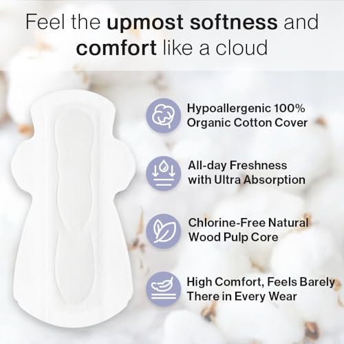 SANDIS Feminine Pad for Women - Large 48 Count 100% Organic Cotton Ultra Thin with Wings SANDISBuy Supplements Australia
