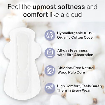 SANDIS Feminine Pad for Women - Large 48 Count 100% Organic Cotton Ultra Thin with Wings SANDISBuy Supplements Australia