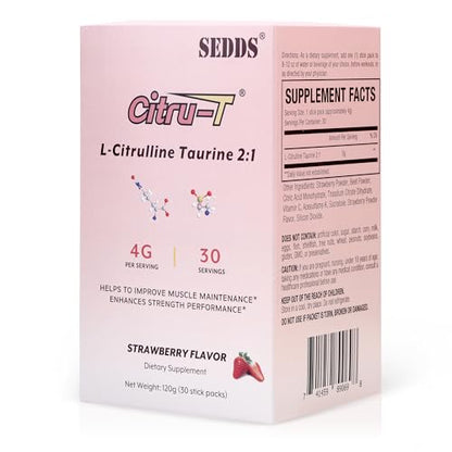 SEDDS L-Citrulline Taurine 2:1, Strawberry-Flavored L Citrulline Powder Citrulline Supplements