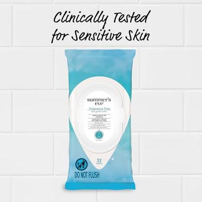Summer's Eve Fragrance Free Gentle Daily Feminine Wipes, Removes Odor, pH balanced, 32 Count, 4 Pack Summer's EveBuy Supplements Australia