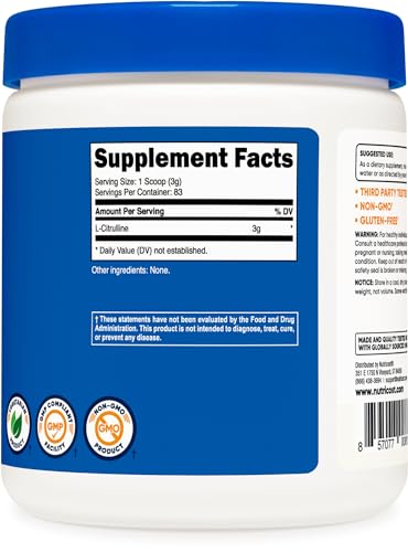 Nutricost Pure L-Citrulline (Base) Powder 250 Grams NutricostBuy Supplements Australia