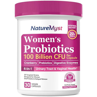NatureMyst Women’s Probiotics 100 Billion, 20 Targeted Strains with Organic Cranberry 