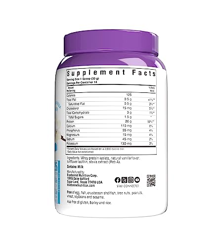 Bluebonnet Nutrition Whey Protein Isolate Powder, 14 Serving, Vanilla, 1 lb BluebonnetBuy Supplements Australia