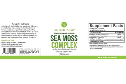 Antler Farms – 100% Pure Sea Moss Complex, 130 Capsules, Organic & Wildcrafted Irish Antler FarmsBuy Supplements Australia