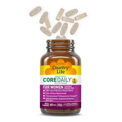 Country Life Women’s Core 1 Daily Multivitamin with Iron, Cranberry, Probiotics, and Digestive Enzymes-Certified Gluten-Free Formula for Energy Country LifeBuy Supplements Australia